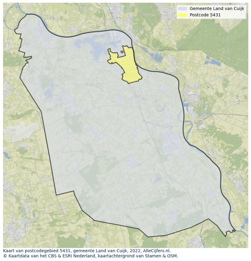 Afbeelding van het postcodegebied 5431 op de kaart.