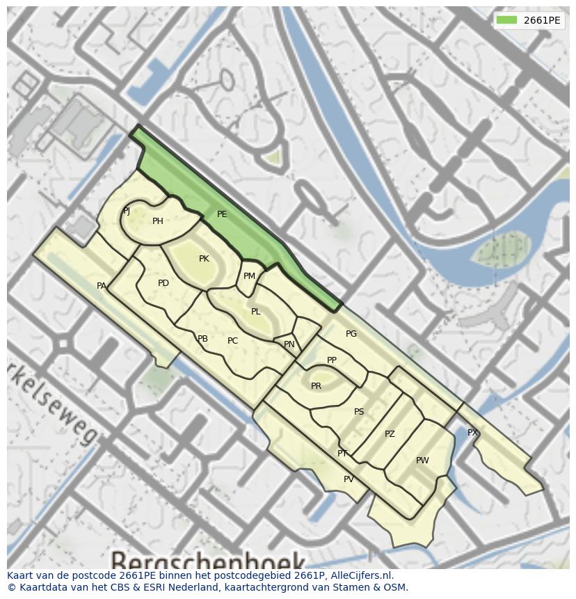 Afbeelding van het postcodegebied 2661 PE op de kaart.