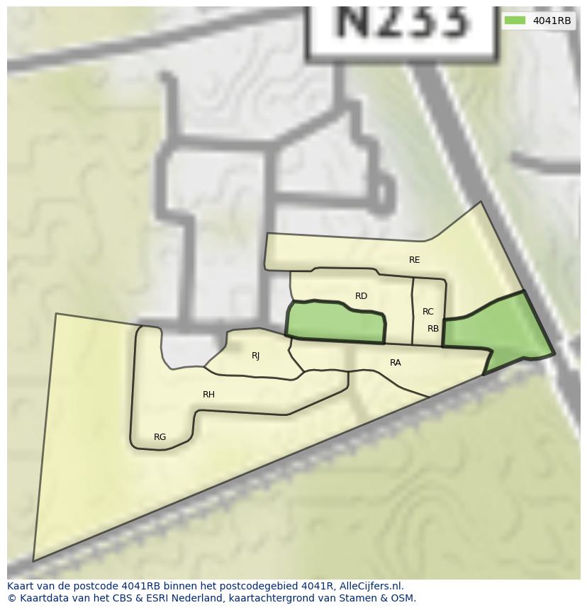 Afbeelding van het postcodegebied 4041 RB op de kaart.