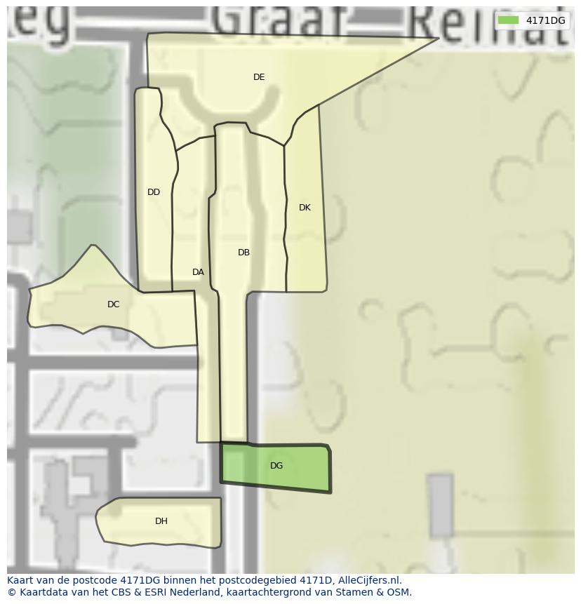 Afbeelding van het postcodegebied 4171 DG op de kaart.