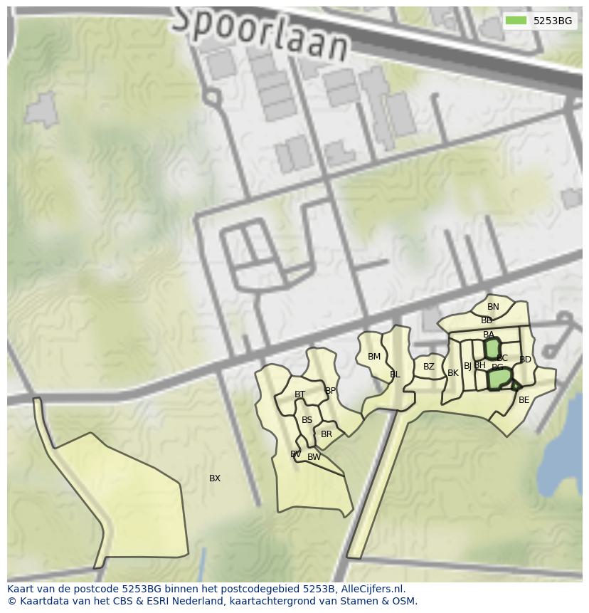 Afbeelding van het postcodegebied 5253 BG op de kaart.