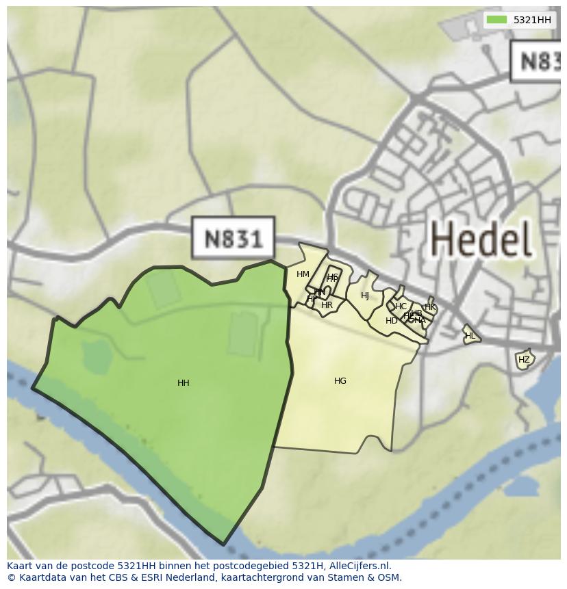 Afbeelding van het postcodegebied 5321 HH op de kaart.