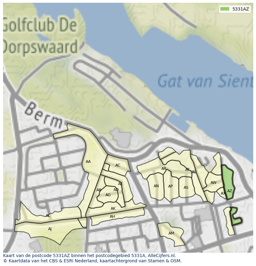 Afbeelding van het postcodegebied 5331 AZ op de kaart.