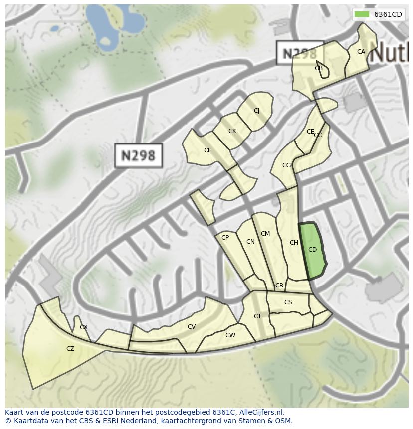 Afbeelding van het postcodegebied 6361 CD op de kaart.