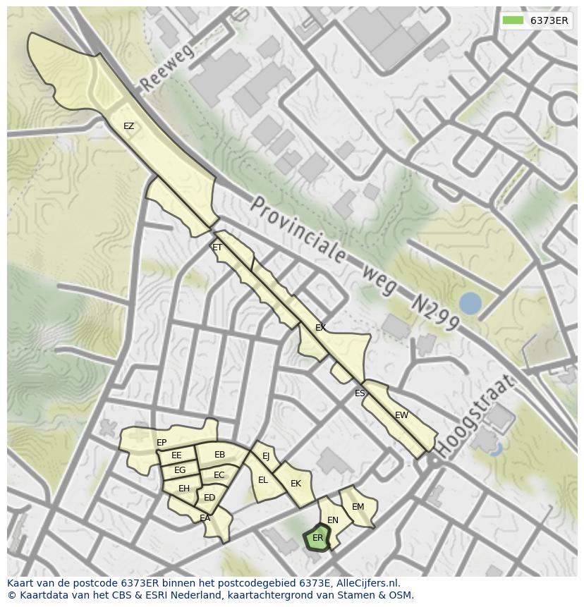 Afbeelding van het postcodegebied 6373 ER op de kaart.