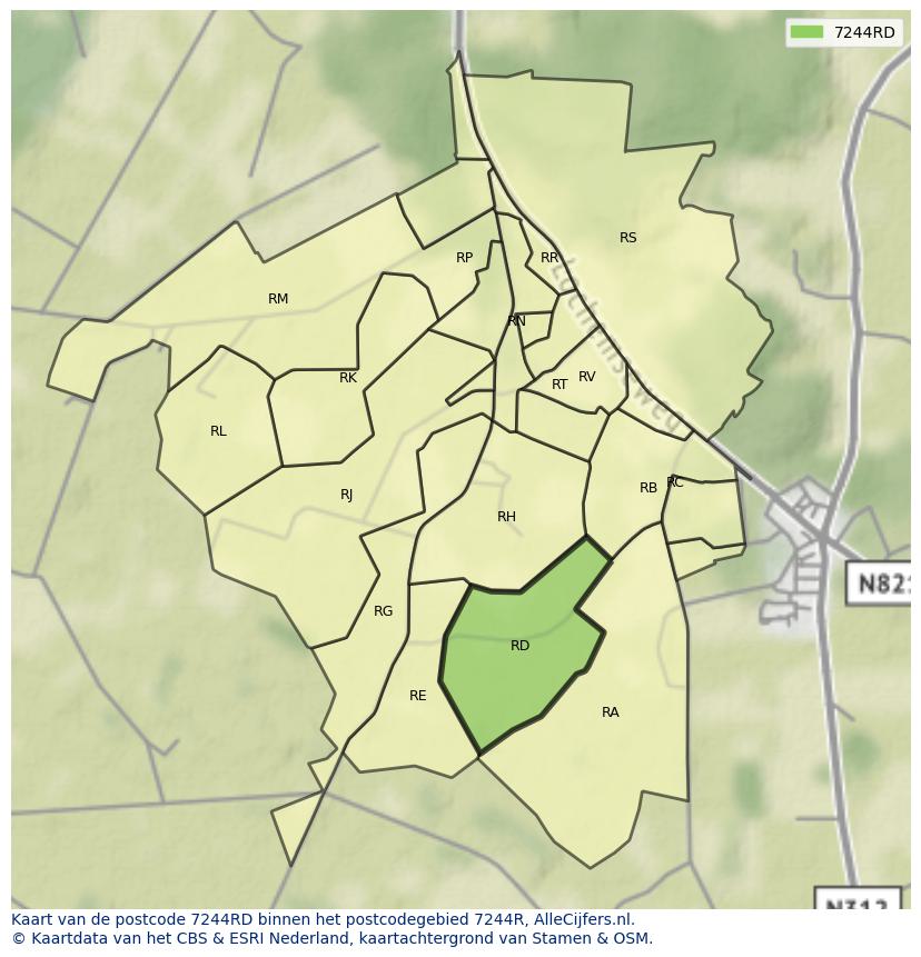 Afbeelding van het postcodegebied 7244 RD op de kaart.