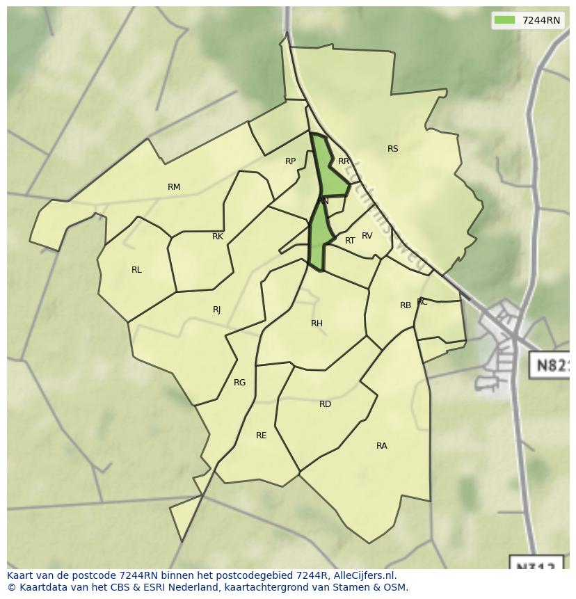 Afbeelding van het postcodegebied 7244 RN op de kaart.