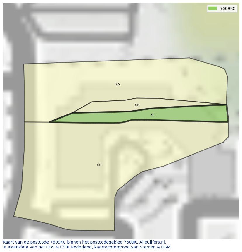 Afbeelding van het postcodegebied 7609 KC op de kaart.