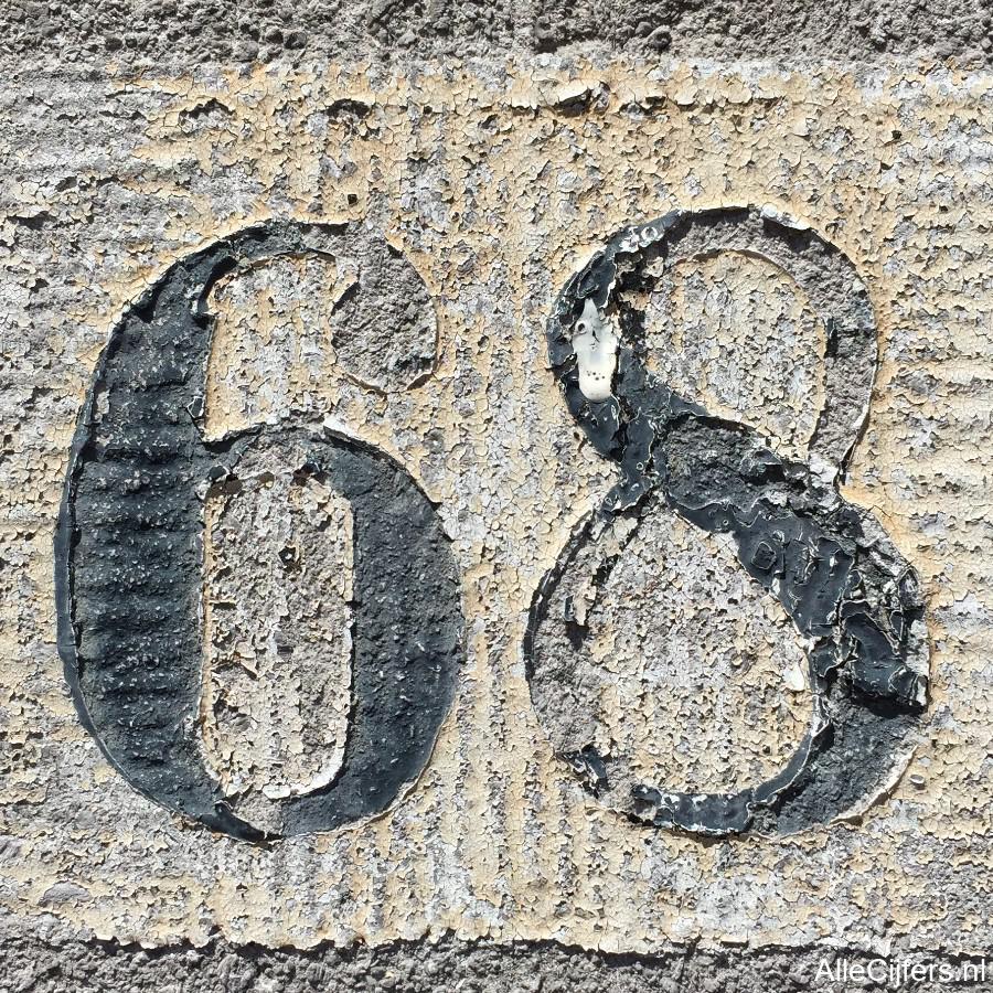 Afbeelding van het getal achtenzestig (68)