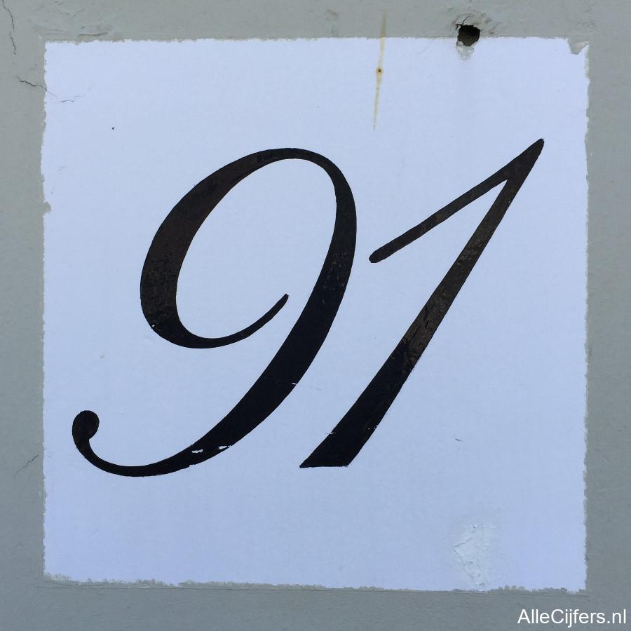 Afbeelding van het getal eenennegentig (91)