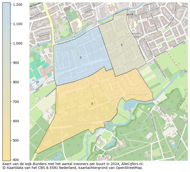 Kaart van de wijk Bunders met het aantal inwoners per buurt in 2024. Op deze pagina vind je veel informatie over inwoners (zoals de verdeling naar leeftijdsgroepen, gezinssamenstelling, geslacht, autochtoon of Nederlands met een immigratie achtergrond,...), woningen (aantallen, types, prijs ontwikkeling, gebruik, type eigendom,...) en méér (autobezit, energieverbruik,...)  op basis van open data van het centraal bureau voor de statistiek en diverse andere bronnen!