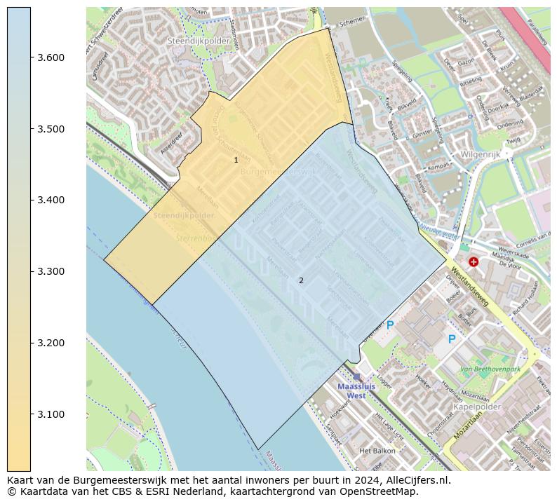 Kaart van de Burgemeesterswijk met het aantal inwoners per buurt in 2024. Op deze pagina vind je veel informatie over inwoners (zoals de verdeling naar leeftijdsgroepen, gezinssamenstelling, geslacht, autochtoon of Nederlands met een immigratie achtergrond,...), woningen (aantallen, types, prijs ontwikkeling, gebruik, type eigendom,...) en méér (autobezit, energieverbruik,...)  op basis van open data van het centraal bureau voor de statistiek en diverse andere bronnen!