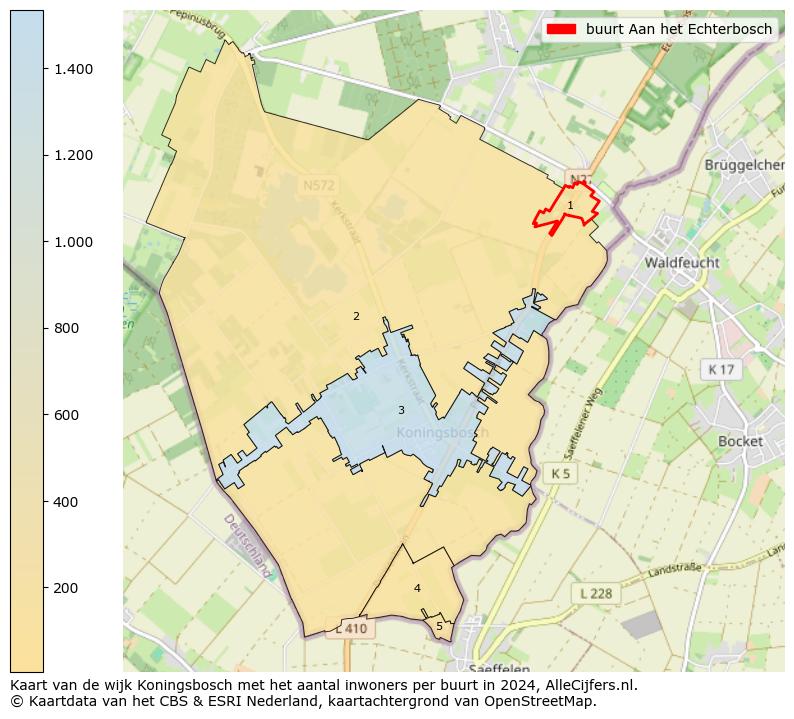 Kaart van de wijk Koningsbosch met het aantal inwoners per buurt in 2024. Op deze pagina vind je veel informatie over inwoners (zoals de verdeling naar leeftijdsgroepen, gezinssamenstelling, geslacht, autochtoon of Nederlands met een immigratie achtergrond,...), woningen (aantallen, types, prijs ontwikkeling, gebruik, type eigendom,...) en méér (autobezit, energieverbruik,...)  op basis van open data van het centraal bureau voor de statistiek en diverse andere bronnen!