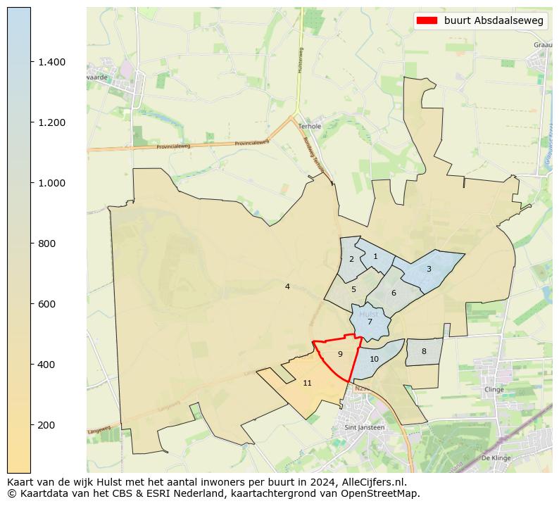 Kaart van de wijk Hulst met het aantal inwoners per buurt in 2024. Op deze pagina vind je veel informatie over inwoners (zoals de verdeling naar leeftijdsgroepen, gezinssamenstelling, geslacht, autochtoon of Nederlands met een immigratie achtergrond,...), woningen (aantallen, types, prijs ontwikkeling, gebruik, type eigendom,...) en méér (autobezit, energieverbruik,...)  op basis van open data van het Centraal Bureau voor de Statistiek en diverse andere bronnen!