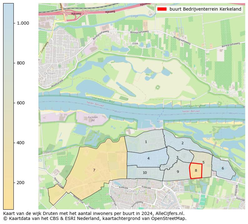 Kaart van de wijk Druten met het aantal inwoners per buurt in 2024. Op deze pagina vind je veel informatie over inwoners (zoals de verdeling naar leeftijdsgroepen, gezinssamenstelling, geslacht, autochtoon of Nederlands met een immigratie achtergrond,...), woningen (aantallen, types, prijs ontwikkeling, gebruik, type eigendom,...) en méér (autobezit, energieverbruik,...)  op basis van open data van het centraal bureau voor de statistiek en diverse andere bronnen!