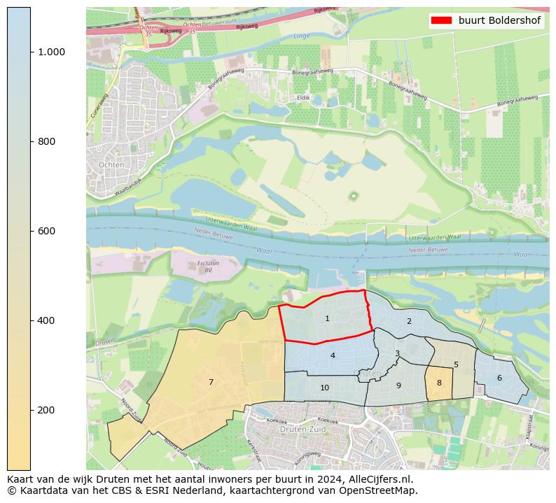 Kaart van de wijk Druten met het aantal inwoners per buurt in 2024. Op deze pagina vind je veel informatie over inwoners (zoals de verdeling naar leeftijdsgroepen, gezinssamenstelling, geslacht, autochtoon of Nederlands met een immigratie achtergrond,...), woningen (aantallen, types, prijs ontwikkeling, gebruik, type eigendom,...) en méér (autobezit, energieverbruik,...)  op basis van open data van het Centraal Bureau voor de Statistiek en diverse andere bronnen!