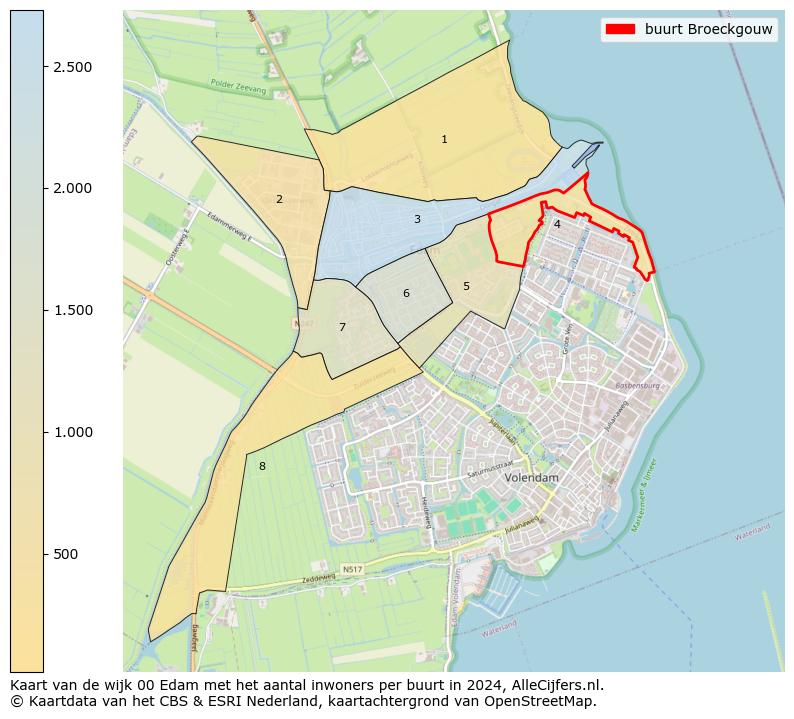 Kaart van de wijk 00 Edam met het aantal inwoners per buurt in 2024. Op deze pagina vind je veel informatie over inwoners (zoals de verdeling naar leeftijdsgroepen, gezinssamenstelling, geslacht, autochtoon of Nederlands met een immigratie achtergrond,...), woningen (aantallen, types, prijs ontwikkeling, gebruik, type eigendom,...) en méér (autobezit, energieverbruik,...)  op basis van open data van het Centraal Bureau voor de Statistiek en diverse andere bronnen!