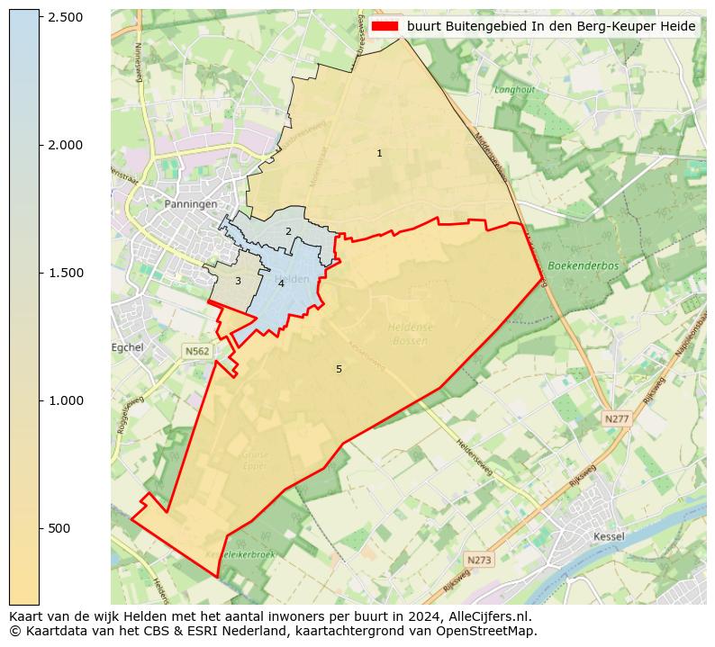 Kaart van de wijk Helden met het aantal inwoners per buurt in 2024. Op deze pagina vind je veel informatie over inwoners (zoals de verdeling naar leeftijdsgroepen, gezinssamenstelling, geslacht, autochtoon of Nederlands met een immigratie achtergrond,...), woningen (aantallen, types, prijs ontwikkeling, gebruik, type eigendom,...) en méér (autobezit, energieverbruik,...)  op basis van open data van het Centraal Bureau voor de Statistiek en diverse andere bronnen!