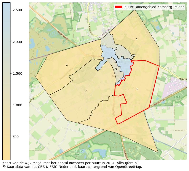 Kaart van de wijk Meijel met het aantal inwoners per buurt in 2024. Op deze pagina vind je veel informatie over inwoners (zoals de verdeling naar leeftijdsgroepen, gezinssamenstelling, geslacht, autochtoon of Nederlands met een immigratie achtergrond,...), woningen (aantallen, types, prijs ontwikkeling, gebruik, type eigendom,...) en méér (autobezit, energieverbruik,...)  op basis van open data van het centraal bureau voor de statistiek en diverse andere bronnen!