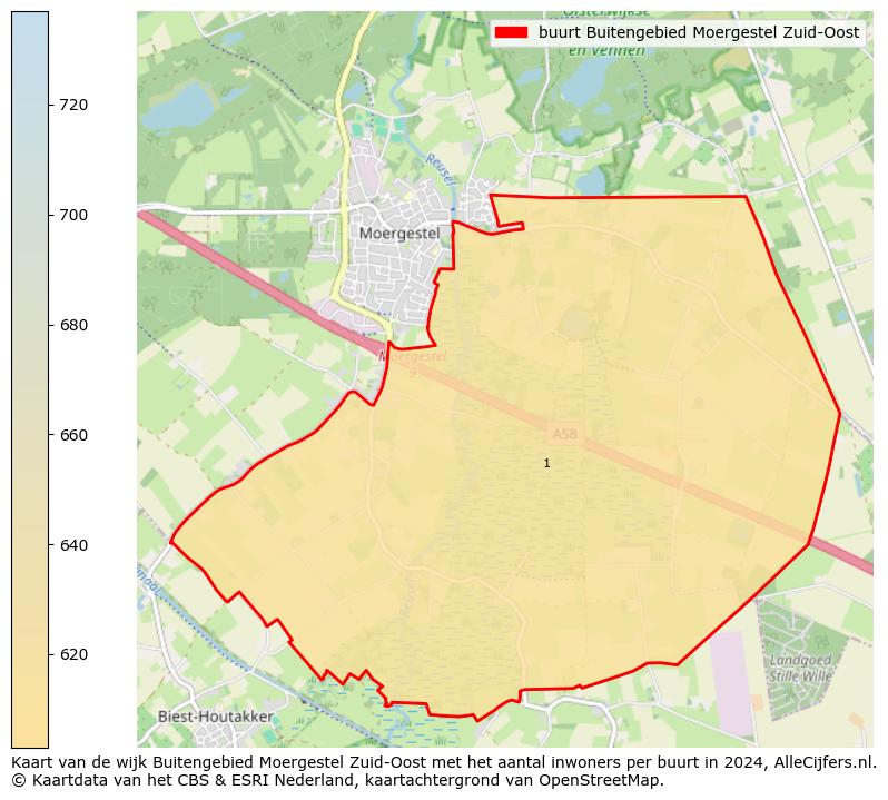 Kaart van de wijk Buitengebied Moergestel Zuid-Oost met het aantal inwoners per buurt in 2024. Op deze pagina vind je veel informatie over inwoners (zoals de verdeling naar leeftijdsgroepen, gezinssamenstelling, geslacht, autochtoon of Nederlands met een immigratie achtergrond,...), woningen (aantallen, types, prijs ontwikkeling, gebruik, type eigendom,...) en méér (autobezit, energieverbruik,...)  op basis van open data van het centraal bureau voor de statistiek en diverse andere bronnen!