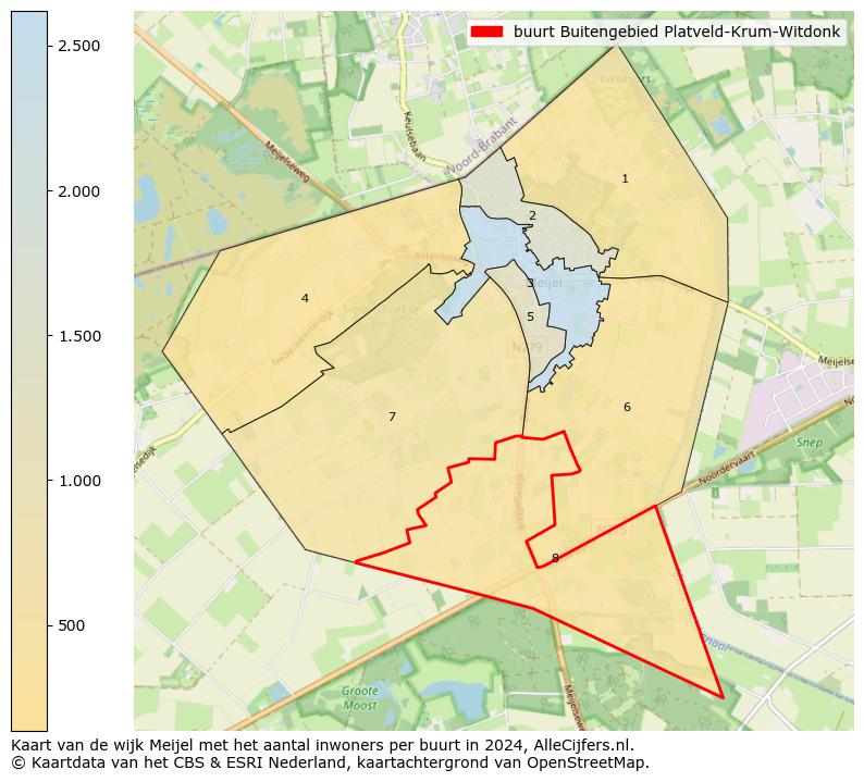 Kaart van de wijk Meijel met het aantal inwoners per buurt in 2024. Op deze pagina vind je veel informatie over inwoners (zoals de verdeling naar leeftijdsgroepen, gezinssamenstelling, geslacht, autochtoon of Nederlands met een immigratie achtergrond,...), woningen (aantallen, types, prijs ontwikkeling, gebruik, type eigendom,...) en méér (autobezit, energieverbruik,...)  op basis van open data van het Centraal Bureau voor de Statistiek en diverse andere bronnen!