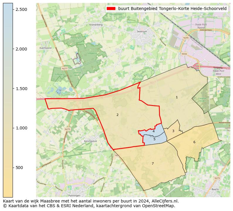 Kaart van de wijk Maasbree met het aantal inwoners per buurt in 2024. Op deze pagina vind je veel informatie over inwoners (zoals de verdeling naar leeftijdsgroepen, gezinssamenstelling, geslacht, autochtoon of Nederlands met een immigratie achtergrond,...), woningen (aantallen, types, prijs ontwikkeling, gebruik, type eigendom,...) en méér (autobezit, energieverbruik,...)  op basis van open data van het Centraal Bureau voor de Statistiek en diverse andere bronnen!