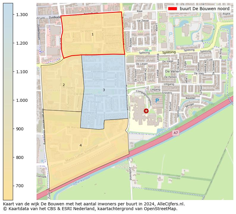 Kaart van de wijk De Bouwen met het aantal inwoners per buurt in 2024. Op deze pagina vind je veel informatie over inwoners (zoals de verdeling naar leeftijdsgroepen, gezinssamenstelling, geslacht, autochtoon of Nederlands met een immigratie achtergrond,...), woningen (aantallen, types, prijs ontwikkeling, gebruik, type eigendom,...) en méér (autobezit, energieverbruik,...)  op basis van open data van het centraal bureau voor de statistiek en diverse andere bronnen!