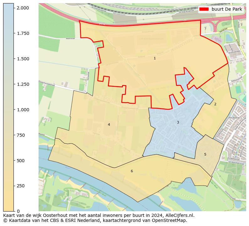 Kaart van de wijk Oosterhout met het aantal inwoners per buurt in 2024. Op deze pagina vind je veel informatie over inwoners (zoals de verdeling naar leeftijdsgroepen, gezinssamenstelling, geslacht, autochtoon of Nederlands met een immigratie achtergrond,...), woningen (aantallen, types, prijs ontwikkeling, gebruik, type eigendom,...) en méér (autobezit, energieverbruik,...)  op basis van open data van het Centraal Bureau voor de Statistiek en diverse andere bronnen!