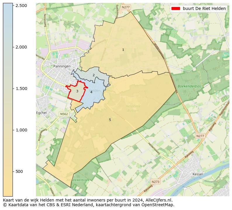 Kaart van de wijk Helden met het aantal inwoners per buurt in 2024. Op deze pagina vind je veel informatie over inwoners (zoals de verdeling naar leeftijdsgroepen, gezinssamenstelling, geslacht, autochtoon of Nederlands met een immigratie achtergrond,...), woningen (aantallen, types, prijs ontwikkeling, gebruik, type eigendom,...) en méér (autobezit, energieverbruik,...)  op basis van open data van het Centraal Bureau voor de Statistiek en diverse andere bronnen!