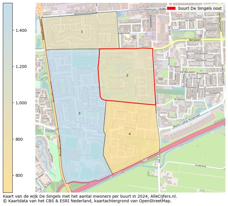 Kaart van de wijk De Singels met het aantal inwoners per buurt in 2024. Op deze pagina vind je veel informatie over inwoners (zoals de verdeling naar leeftijdsgroepen, gezinssamenstelling, geslacht, autochtoon of Nederlands met een immigratie achtergrond,...), woningen (aantallen, types, prijs ontwikkeling, gebruik, type eigendom,...) en méér (autobezit, energieverbruik,...)  op basis van open data van het Centraal Bureau voor de Statistiek en diverse andere bronnen!