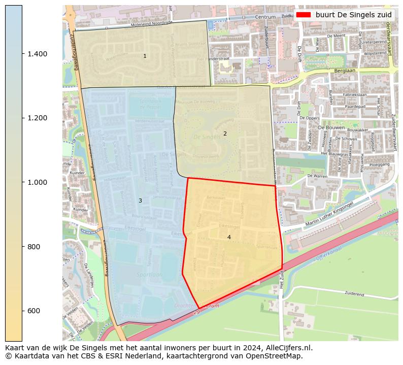 Kaart van de wijk De Singels met het aantal inwoners per buurt in 2024. Op deze pagina vind je veel informatie over inwoners (zoals de verdeling naar leeftijdsgroepen, gezinssamenstelling, geslacht, autochtoon of Nederlands met een immigratie achtergrond,...), woningen (aantallen, types, prijs ontwikkeling, gebruik, type eigendom,...) en méér (autobezit, energieverbruik,...)  op basis van open data van het Centraal Bureau voor de Statistiek en diverse andere bronnen!