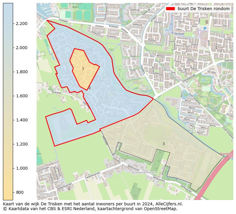 Kaart van de wijk De Trisken met het aantal inwoners per buurt in 2024. Op deze pagina vind je veel informatie over inwoners (zoals de verdeling naar leeftijdsgroepen, gezinssamenstelling, geslacht, autochtoon of Nederlands met een immigratie achtergrond,...), woningen (aantallen, types, prijs ontwikkeling, gebruik, type eigendom,...) en méér (autobezit, energieverbruik,...)  op basis van open data van het Centraal Bureau voor de Statistiek en diverse andere bronnen!