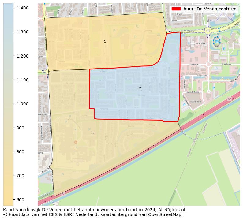 Kaart van de wijk De Venen met het aantal inwoners per buurt in 2024. Op deze pagina vind je veel informatie over inwoners (zoals de verdeling naar leeftijdsgroepen, gezinssamenstelling, geslacht, autochtoon of Nederlands met een immigratie achtergrond,...), woningen (aantallen, types, prijs ontwikkeling, gebruik, type eigendom,...) en méér (autobezit, energieverbruik,...)  op basis van open data van het centraal bureau voor de statistiek en diverse andere bronnen!