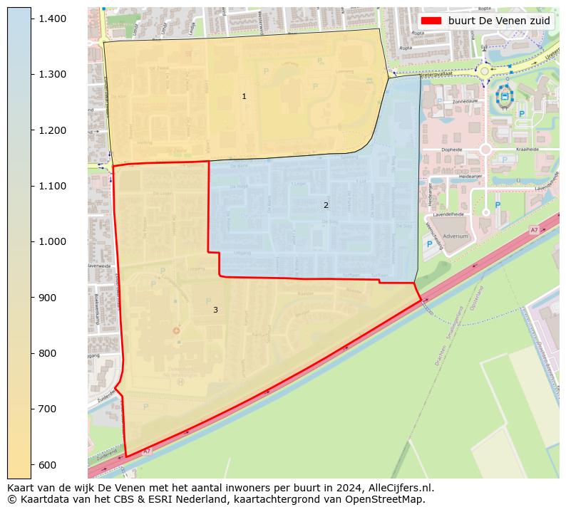 Kaart van de wijk De Venen met het aantal inwoners per buurt in 2024. Op deze pagina vind je veel informatie over inwoners (zoals de verdeling naar leeftijdsgroepen, gezinssamenstelling, geslacht, autochtoon of Nederlands met een immigratie achtergrond,...), woningen (aantallen, types, prijs ontwikkeling, gebruik, type eigendom,...) en méér (autobezit, energieverbruik,...)  op basis van open data van het Centraal Bureau voor de Statistiek en diverse andere bronnen!