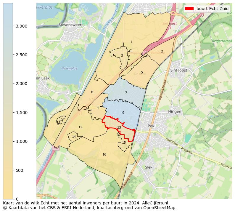 Kaart van de wijk Echt met het aantal inwoners per buurt in 2024. Op deze pagina vind je veel informatie over inwoners (zoals de verdeling naar leeftijdsgroepen, gezinssamenstelling, geslacht, autochtoon of Nederlands met een immigratie achtergrond,...), woningen (aantallen, types, prijs ontwikkeling, gebruik, type eigendom,...) en méér (autobezit, energieverbruik,...)  op basis van open data van het Centraal Bureau voor de Statistiek en diverse andere bronnen!