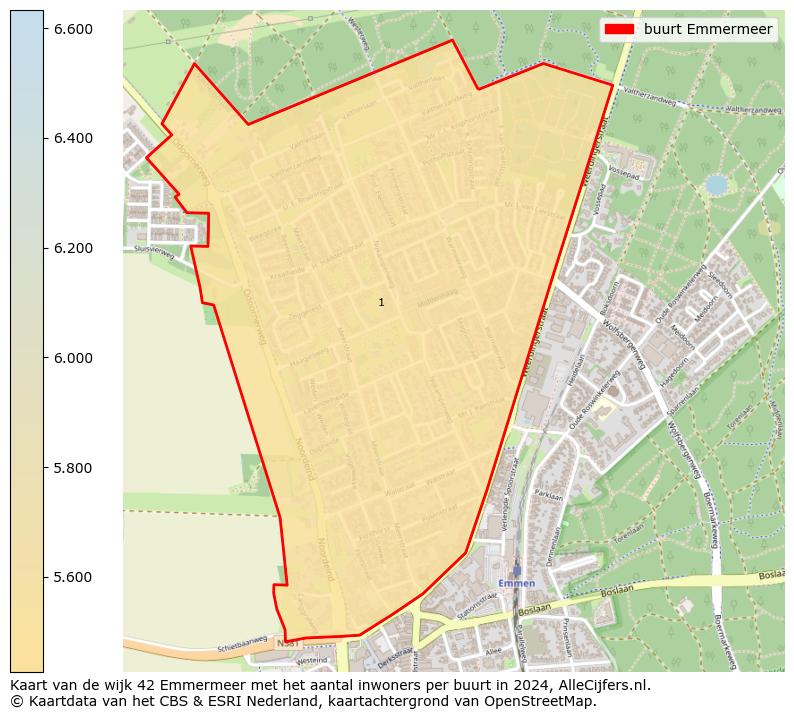 Kaart van de wijk 42 Emmermeer met het aantal inwoners per buurt in 2024. Op deze pagina vind je veel informatie over inwoners (zoals de verdeling naar leeftijdsgroepen, gezinssamenstelling, geslacht, autochtoon of Nederlands met een immigratie achtergrond,...), woningen (aantallen, types, prijs ontwikkeling, gebruik, type eigendom,...) en méér (autobezit, energieverbruik,...)  op basis van open data van het centraal bureau voor de statistiek en diverse andere bronnen!