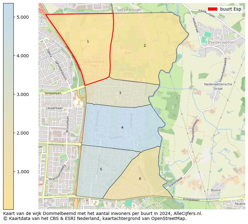 Kaart van de wijk Dommelbeemd met het aantal inwoners per buurt in 2024. Op deze pagina vind je veel informatie over inwoners (zoals de verdeling naar leeftijdsgroepen, gezinssamenstelling, geslacht, autochtoon of Nederlands met een immigratie achtergrond,...), woningen (aantallen, types, prijs ontwikkeling, gebruik, type eigendom,...) en méér (autobezit, energieverbruik,...)  op basis van open data van het Centraal Bureau voor de Statistiek en diverse andere bronnen!