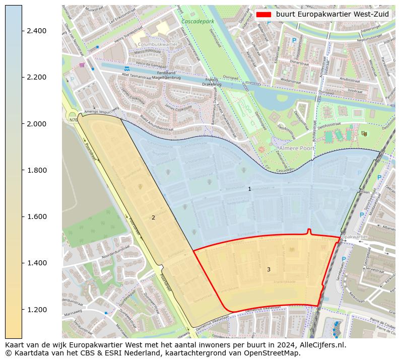 Kaart van de wijk Europakwartier West met het aantal inwoners per buurt in 2024. Op deze pagina vind je veel informatie over inwoners (zoals de verdeling naar leeftijdsgroepen, gezinssamenstelling, geslacht, autochtoon of Nederlands met een immigratie achtergrond,...), woningen (aantallen, types, prijs ontwikkeling, gebruik, type eigendom,...) en méér (autobezit, energieverbruik,...)  op basis van open data van het centraal bureau voor de statistiek en diverse andere bronnen!