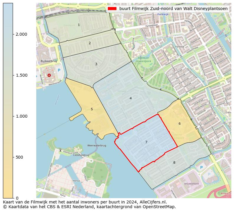 Kaart van de Filmwijk met het aantal inwoners per buurt in 2024. Op deze pagina vind je veel informatie over inwoners (zoals de verdeling naar leeftijdsgroepen, gezinssamenstelling, geslacht, autochtoon of Nederlands met een immigratie achtergrond,...), woningen (aantallen, types, prijs ontwikkeling, gebruik, type eigendom,...) en méér (autobezit, energieverbruik,...)  op basis van open data van het centraal bureau voor de statistiek en diverse andere bronnen!