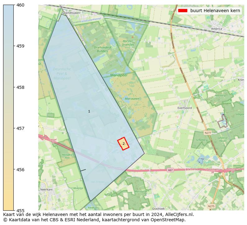 Kaart van de wijk Helenaveen met het aantal inwoners per buurt in 2024. Op deze pagina vind je veel informatie over inwoners (zoals de verdeling naar leeftijdsgroepen, gezinssamenstelling, geslacht, autochtoon of Nederlands met een immigratie achtergrond,...), woningen (aantallen, types, prijs ontwikkeling, gebruik, type eigendom,...) en méér (autobezit, energieverbruik,...)  op basis van open data van het Centraal Bureau voor de Statistiek en diverse andere bronnen!