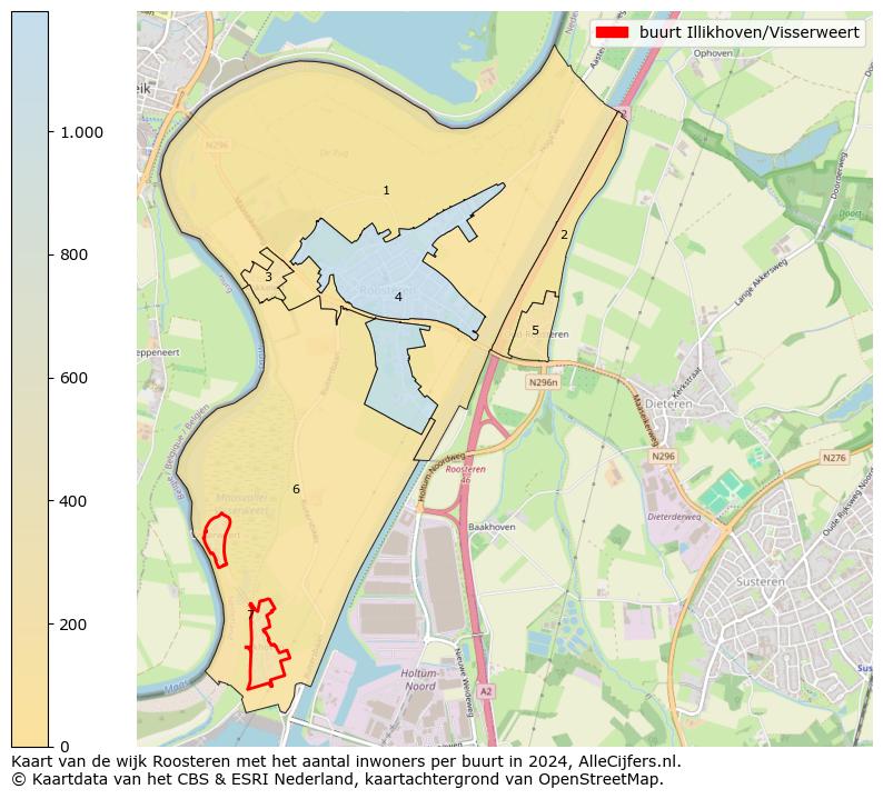 Kaart van de wijk Roosteren met het aantal inwoners per buurt in 2024. Op deze pagina vind je veel informatie over inwoners (zoals de verdeling naar leeftijdsgroepen, gezinssamenstelling, geslacht, autochtoon of Nederlands met een immigratie achtergrond,...), woningen (aantallen, types, prijs ontwikkeling, gebruik, type eigendom,...) en méér (autobezit, energieverbruik,...)  op basis van open data van het Centraal Bureau voor de Statistiek en diverse andere bronnen!