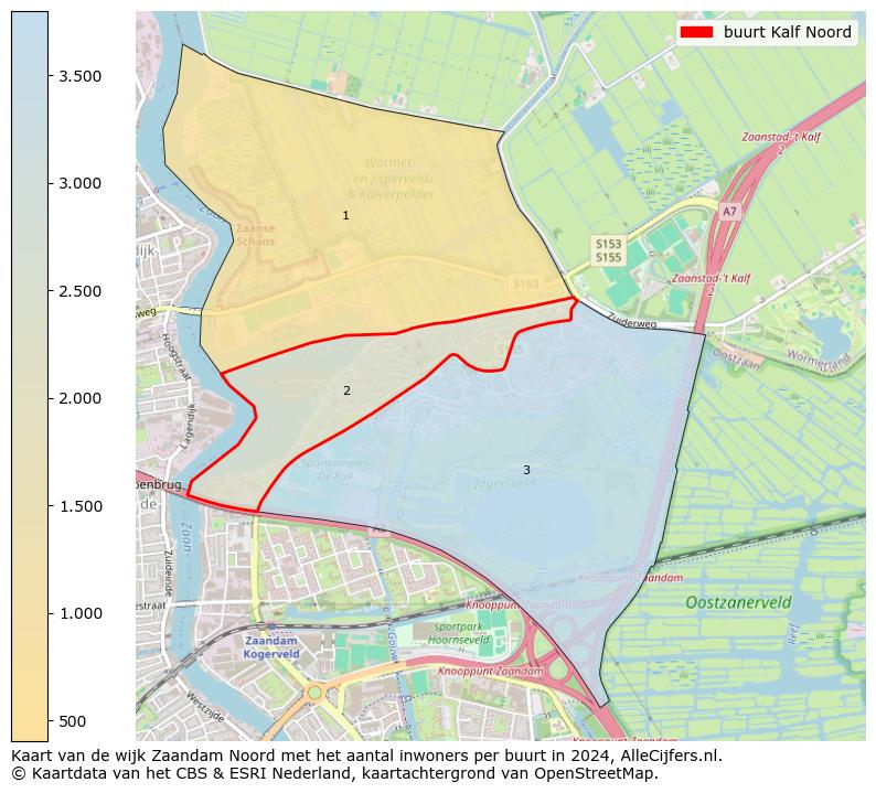 Kaart van de wijk Zaandam Noord met het aantal inwoners per buurt in 2024. Op deze pagina vind je veel informatie over inwoners (zoals de verdeling naar leeftijdsgroepen, gezinssamenstelling, geslacht, autochtoon of Nederlands met een immigratie achtergrond,...), woningen (aantallen, types, prijs ontwikkeling, gebruik, type eigendom,...) en méér (autobezit, energieverbruik,...)  op basis van open data van het Centraal Bureau voor de Statistiek en diverse andere bronnen!