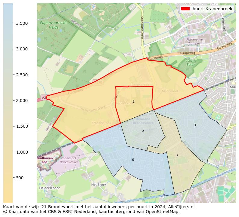 Kaart van de wijk 21 Brandevoort met het aantal inwoners per buurt in 2024. Op deze pagina vind je veel informatie over inwoners (zoals de verdeling naar leeftijdsgroepen, gezinssamenstelling, geslacht, autochtoon of Nederlands met een immigratie achtergrond,...), woningen (aantallen, types, prijs ontwikkeling, gebruik, type eigendom,...) en méér (autobezit, energieverbruik,...)  op basis van open data van het centraal bureau voor de statistiek en diverse andere bronnen!