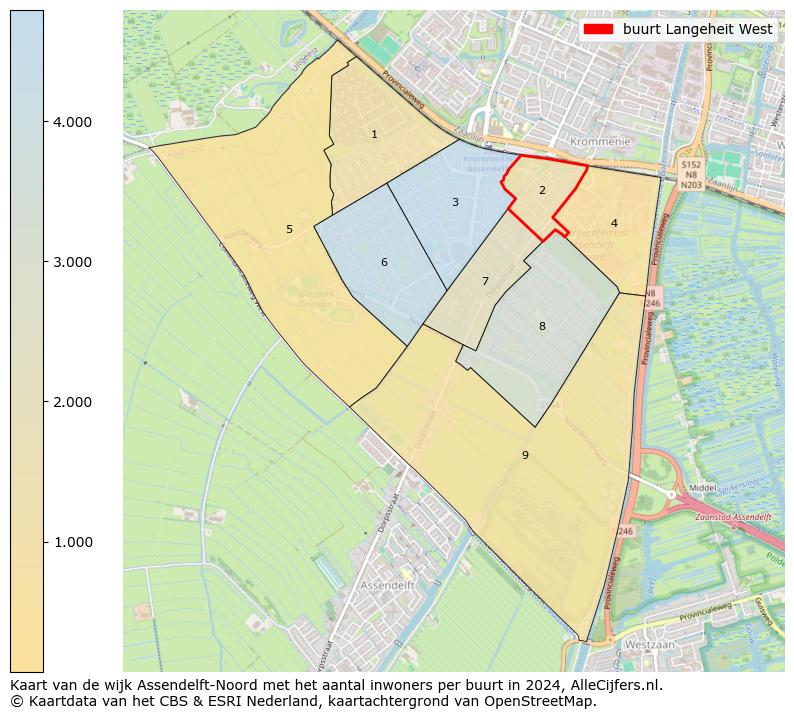 Kaart van de wijk Assendelft-Noord met het aantal inwoners per buurt in 2024. Op deze pagina vind je veel informatie over inwoners (zoals de verdeling naar leeftijdsgroepen, gezinssamenstelling, geslacht, autochtoon of Nederlands met een immigratie achtergrond,...), woningen (aantallen, types, prijs ontwikkeling, gebruik, type eigendom,...) en méér (autobezit, energieverbruik,...)  op basis van open data van het centraal bureau voor de statistiek en diverse andere bronnen!