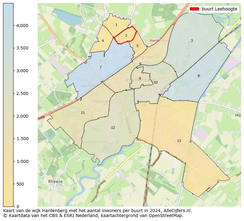 Kaart van de wijk Hardenberg met het aantal inwoners per buurt in 2024. Op deze pagina vind je veel informatie over inwoners (zoals de verdeling naar leeftijdsgroepen, gezinssamenstelling, geslacht, autochtoon of Nederlands met een immigratie achtergrond,...), woningen (aantallen, types, prijs ontwikkeling, gebruik, type eigendom,...) en méér (autobezit, energieverbruik,...)  op basis van open data van het centraal bureau voor de statistiek en diverse andere bronnen!