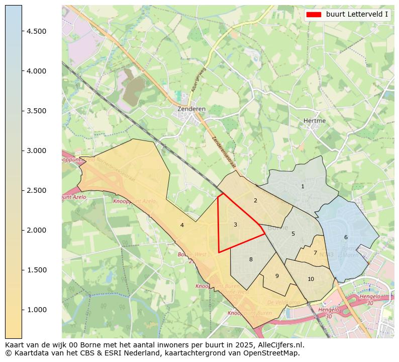 Kaart van de wijk 00 Borne met het aantal inwoners per buurt in 2025. Op deze pagina vind je veel informatie over inwoners (zoals de verdeling naar leeftijdsgroepen, gezinssamenstelling, geslacht, autochtoon of Nederlands met een immigratie achtergrond,...), woningen (aantallen, types, prijs ontwikkeling, gebruik, type eigendom,...) en méér (autobezit, energieverbruik,...)  op basis van open data van het Centraal Bureau voor de Statistiek en diverse andere bronnen!