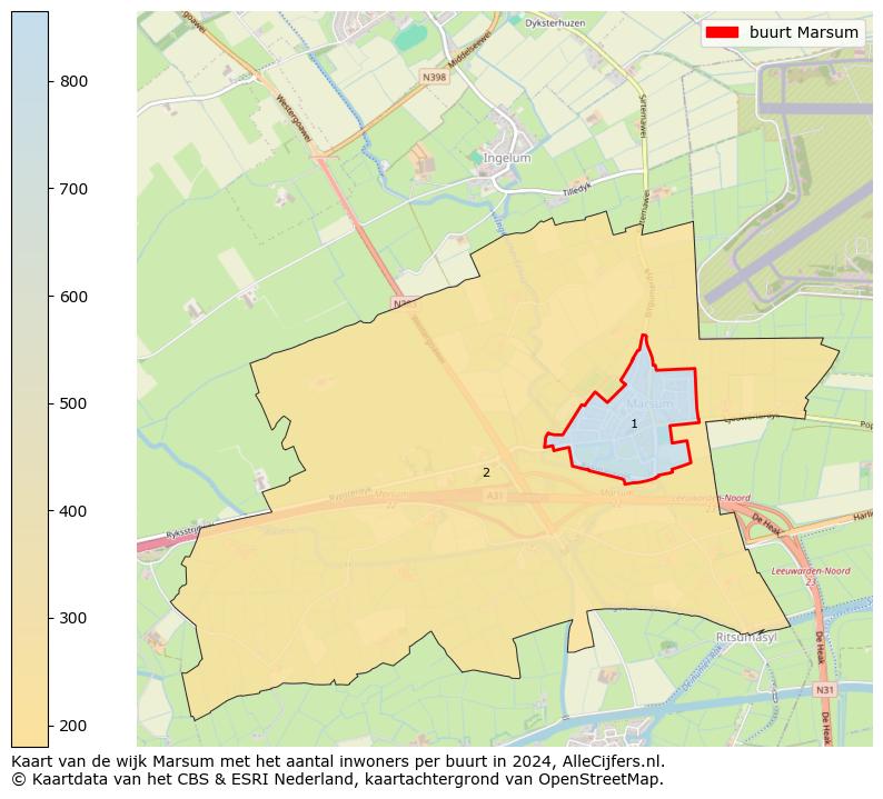 Kaart van de wijk Marsum met het aantal inwoners per buurt in 2024. Op deze pagina vind je veel informatie over inwoners (zoals de verdeling naar leeftijdsgroepen, gezinssamenstelling, geslacht, autochtoon of Nederlands met een immigratie achtergrond,...), woningen (aantallen, types, prijs ontwikkeling, gebruik, type eigendom,...) en méér (autobezit, energieverbruik,...)  op basis van open data van het Centraal Bureau voor de Statistiek en diverse andere bronnen!