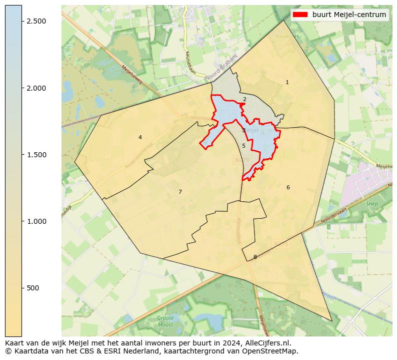 Kaart van de wijk Meijel met het aantal inwoners per buurt in 2024. Op deze pagina vind je veel informatie over inwoners (zoals de verdeling naar leeftijdsgroepen, gezinssamenstelling, geslacht, autochtoon of Nederlands met een immigratie achtergrond,...), woningen (aantallen, types, prijs ontwikkeling, gebruik, type eigendom,...) en méér (autobezit, energieverbruik,...)  op basis van open data van het centraal bureau voor de statistiek en diverse andere bronnen!