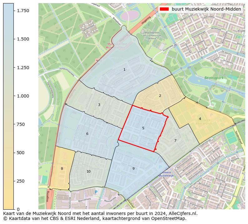 Kaart van de Muziekwijk Noord met het aantal inwoners per buurt in 2024. Op deze pagina vind je veel informatie over inwoners (zoals de verdeling naar leeftijdsgroepen, gezinssamenstelling, geslacht, autochtoon of Nederlands met een immigratie achtergrond,...), woningen (aantallen, types, prijs ontwikkeling, gebruik, type eigendom,...) en méér (autobezit, energieverbruik,...)  op basis van open data van het centraal bureau voor de statistiek en diverse andere bronnen!