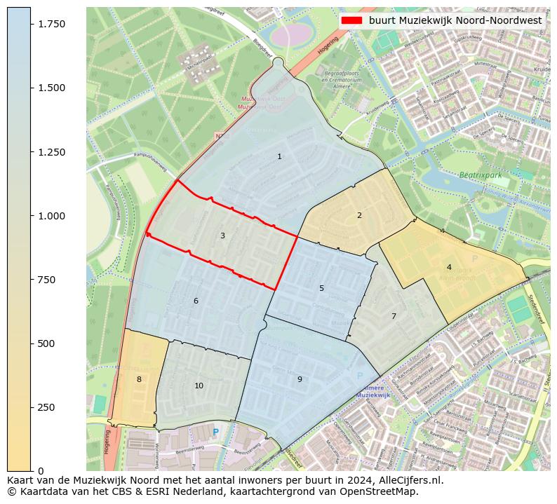 Kaart van de Muziekwijk Noord met het aantal inwoners per buurt in 2024. Op deze pagina vind je veel informatie over inwoners (zoals de verdeling naar leeftijdsgroepen, gezinssamenstelling, geslacht, autochtoon of Nederlands met een immigratie achtergrond,...), woningen (aantallen, types, prijs ontwikkeling, gebruik, type eigendom,...) en méér (autobezit, energieverbruik,...)  op basis van open data van het centraal bureau voor de statistiek en diverse andere bronnen!